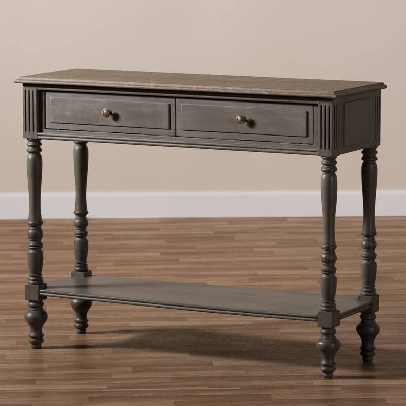 Country Cottage Brown 2-Drawer Console Table by Baxton Studio