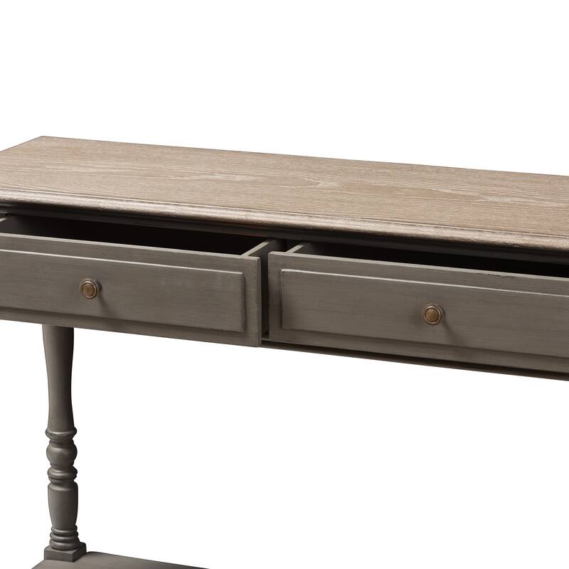Country Cottage Brown 2-Drawer Console Table by Baxton Studio
