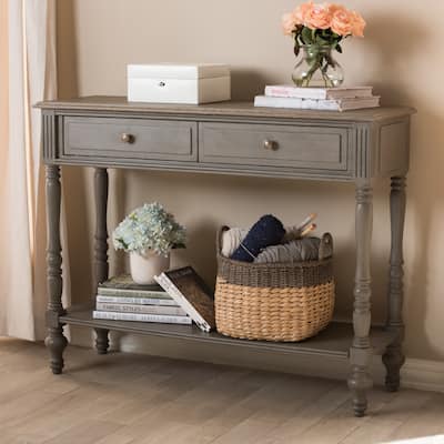 Country Cottage Brown 2-Drawer Console Table by Baxton Studio