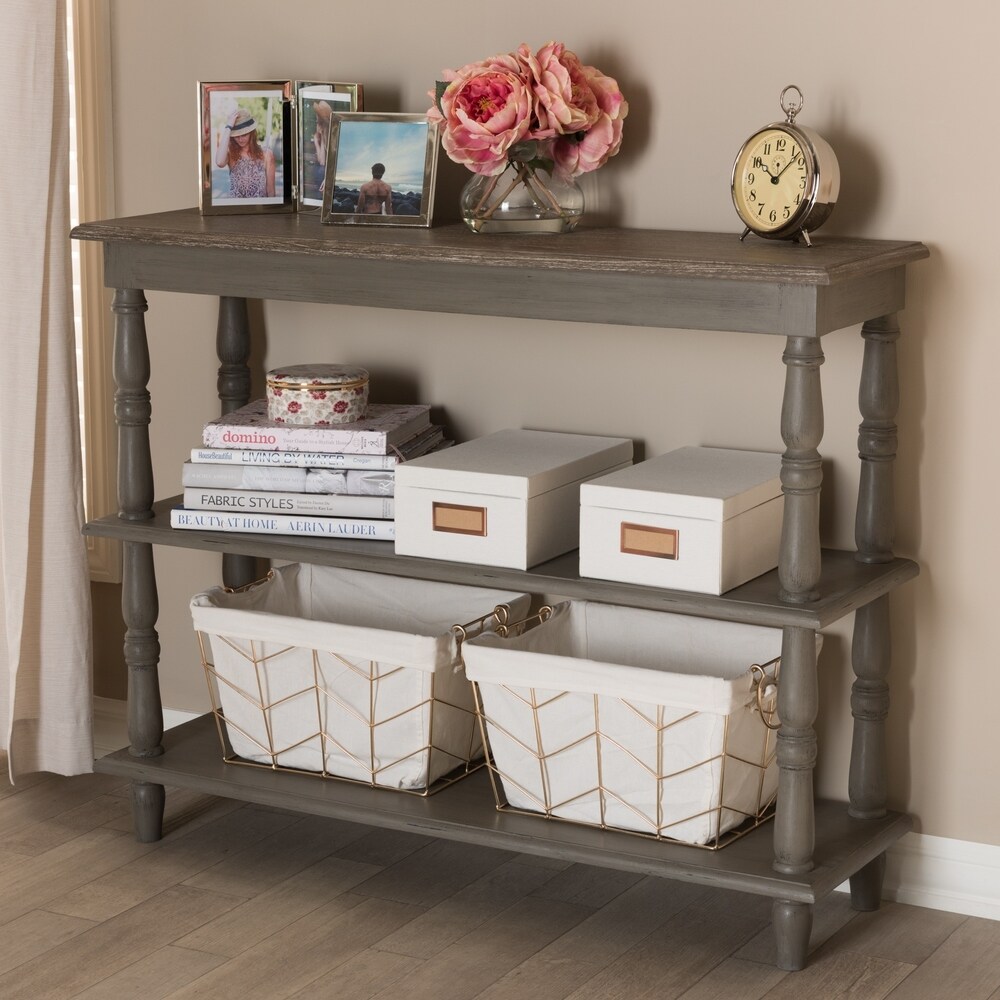 Baxton Studio Country Cottage Brown 2-Shelf Console Table by