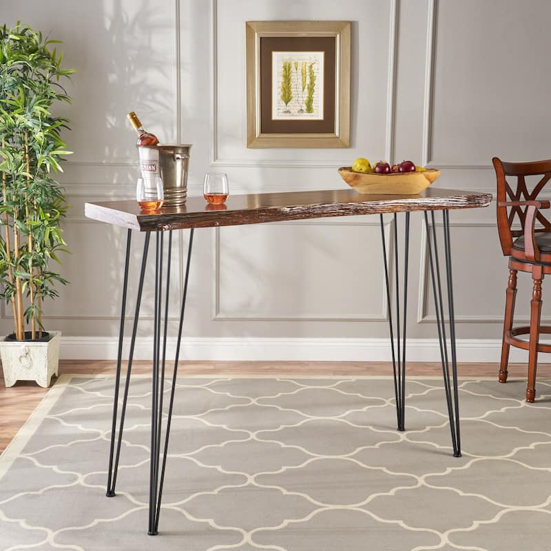 Chana Industrial Faux Live Edge Bar Table by Christopher Knight Home - Black + Natural