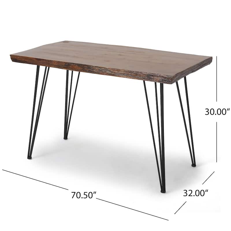 Chana Industrial Faux Live Edge Dining Table by Christopher Knight Home - natural + black