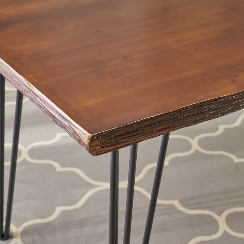 Chana Industrial Faux Live Edge Dining Table by Christopher Knight Home - natural + black