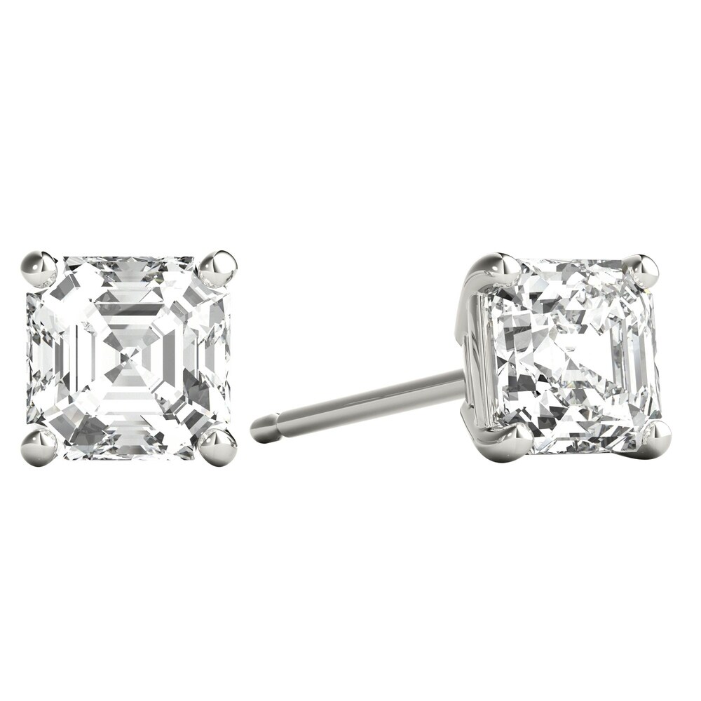 1.5 carat asscher cut diamond stud earrings
