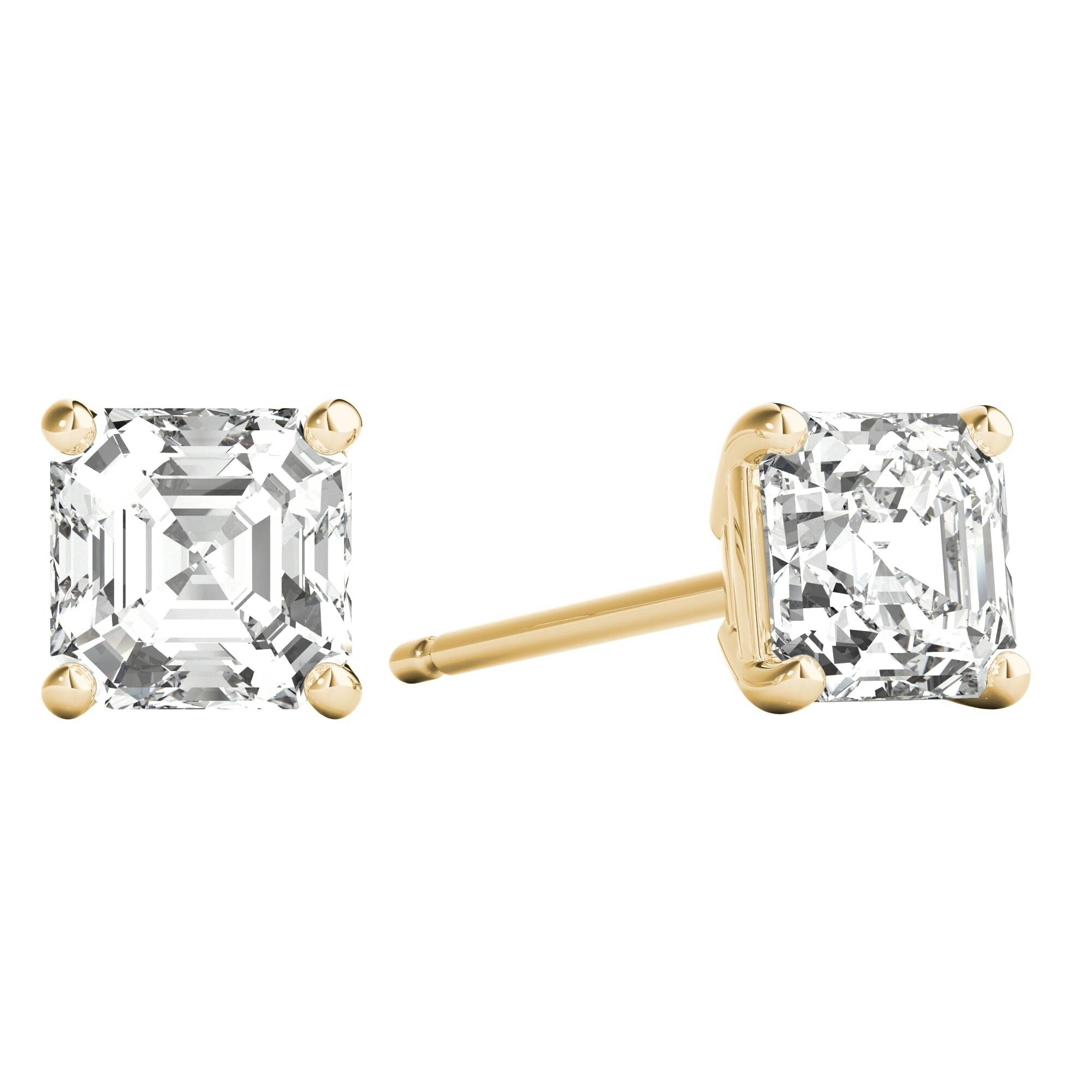 asscher cut diamond stud earrings