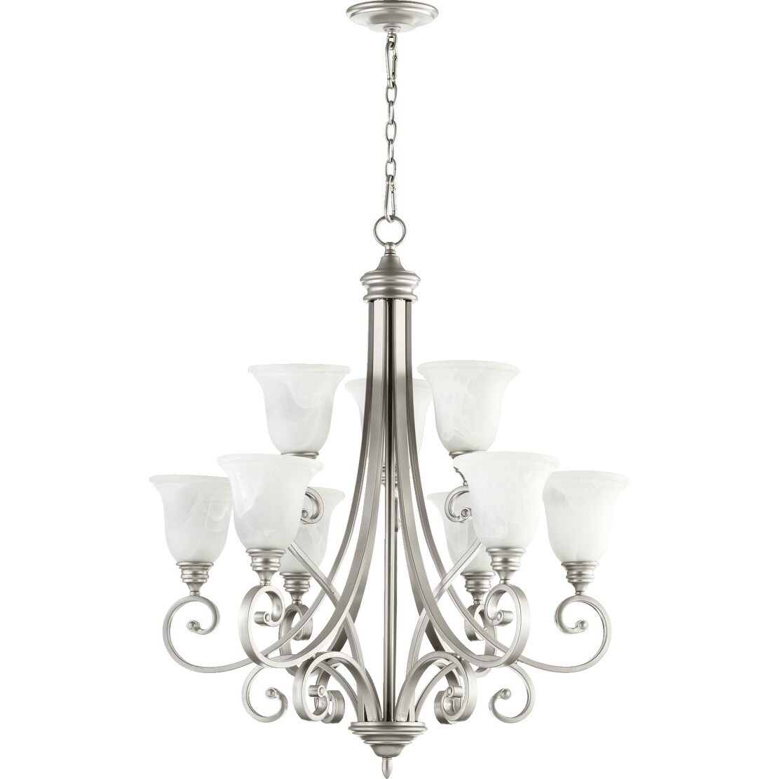 Bryant Classic Nickel and Faux Alabaster 9-light Chandelier - Chandeliers For Bedrooms by Overstock.com