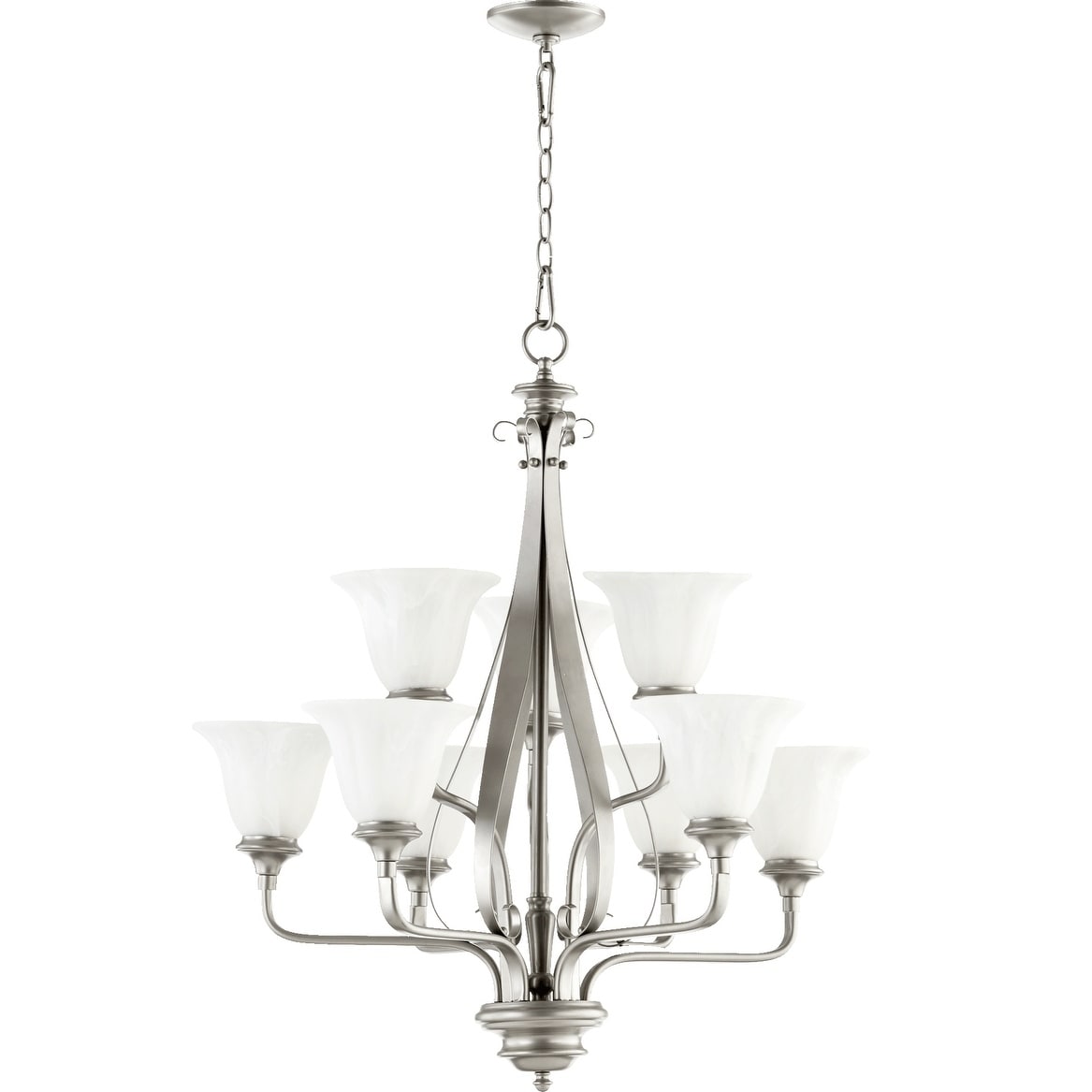 Randolph Classic Nickel and Faux Alabaster 9-light Chandelier - Chandeliers For Bedrooms by Overstock.com