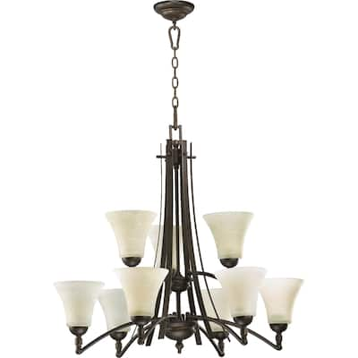 Aspen Oiled Bronze and Linen 9-light Chandelier