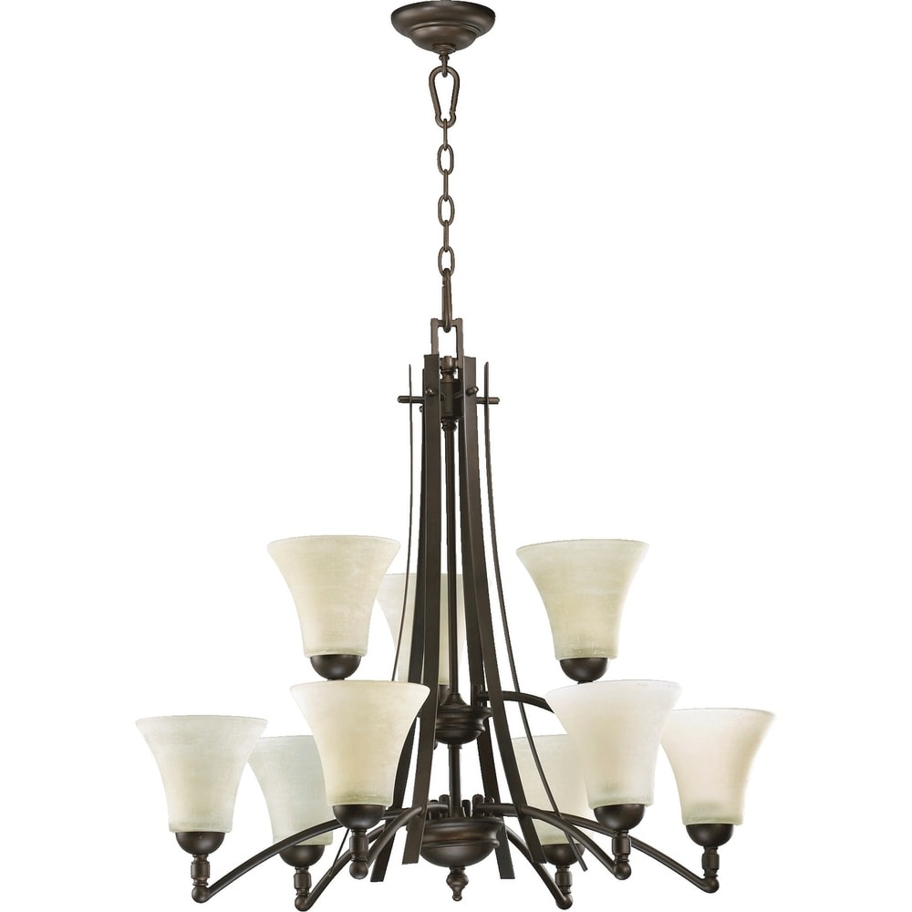 Quorum Five Light Oiled Bronze Amber Scavo Glass Up Chandelier Quorum Five Light Oiled Bronze Amber Scavo Glass Up Chandelier