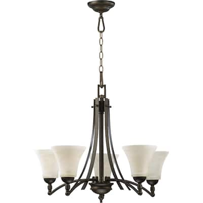 Aspen Oiled Bronze and Linen 5-light Chandelier