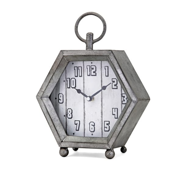 Hawkins Grey Galvanized Table Clock Overstock 21220683