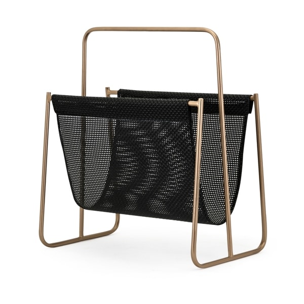 Shop Baker Black and Metallic Gold Magazine Rack - Free Shipping Today