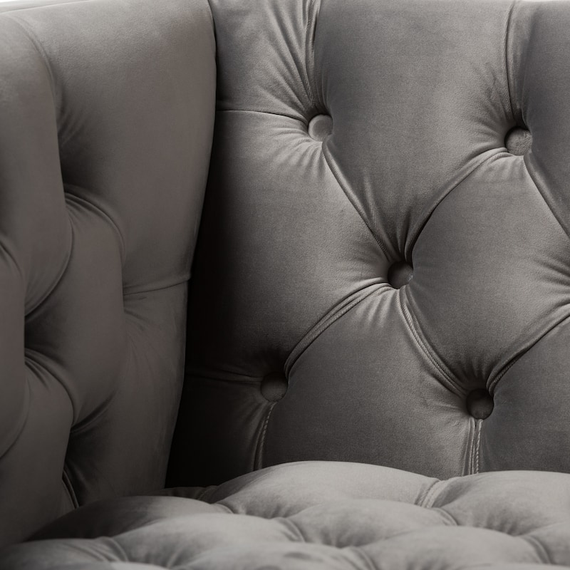 Glam Velvet and Gold Finished Lounge Chair