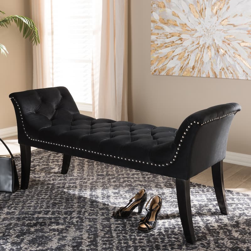 Glam Black Velvet Bench by Baxton Studio