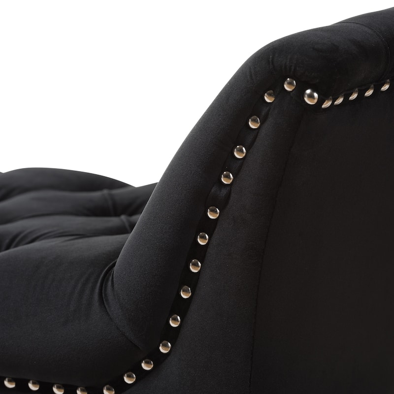 Glam Black Velvet Bench by Baxton Studio