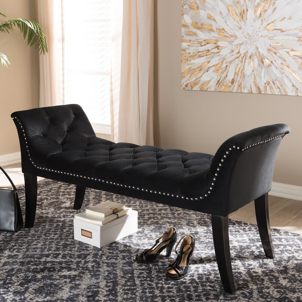 Glam Black Velvet Bench by Baxton Studio