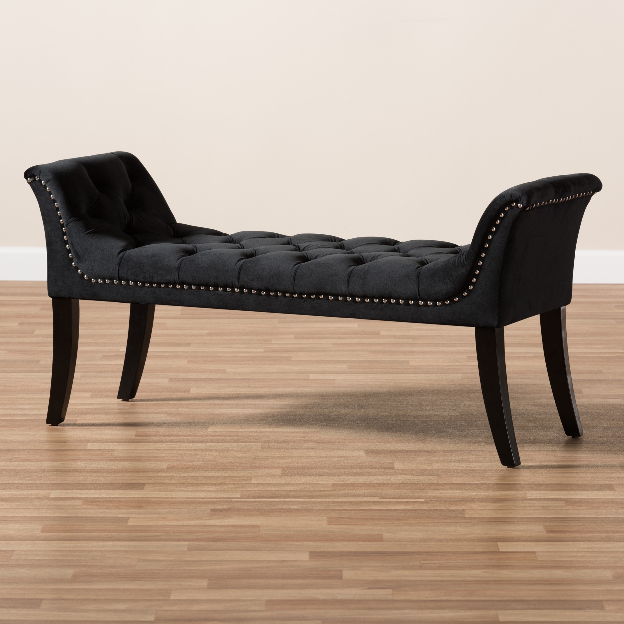 Glam Black Velvet Bench by Baxton Studio On Sale Bed Bath