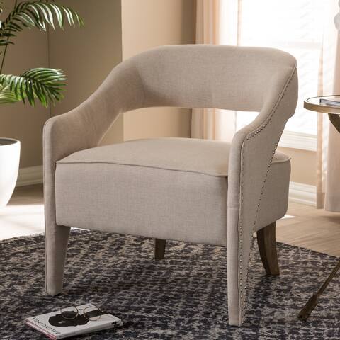 Contemporary Beige Fabric Lounge Chair by Baxton Studio