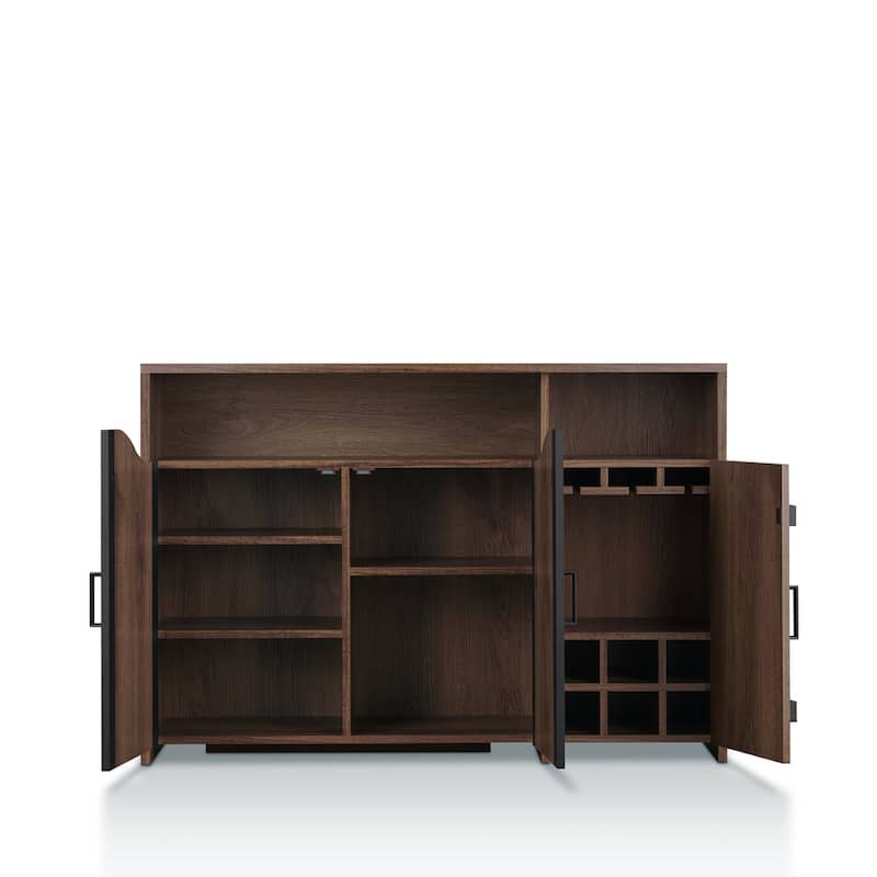 Furniture of America Horr 47-in. Rustic Walnut 7-shelf Buffet Server