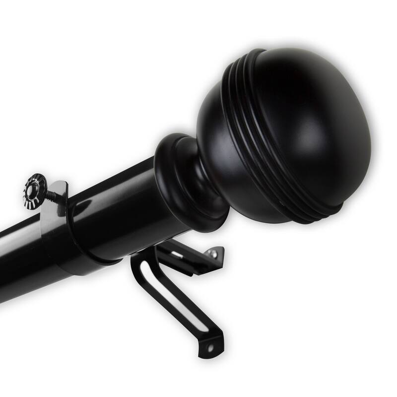 InStyleDesign Jupiter 1.5" Adjustable Curtain Rod - 66 to 120 inches - Black
