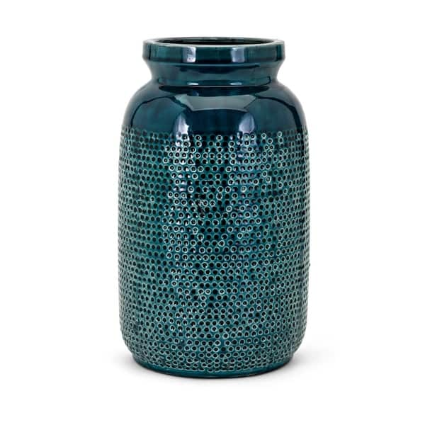 Shop Hollie Dark Teal Large Vase On Sale Free Shipping On