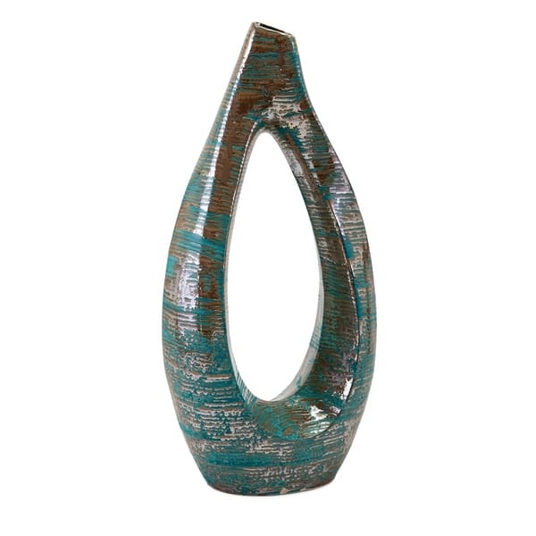 Shop Nehum Teal And Bronze Large Oversized Vase Free Shipping