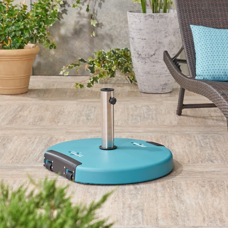 Mota Outdoor Umbrella Base with Stainless Steel Collar by Christopher Knight Home
