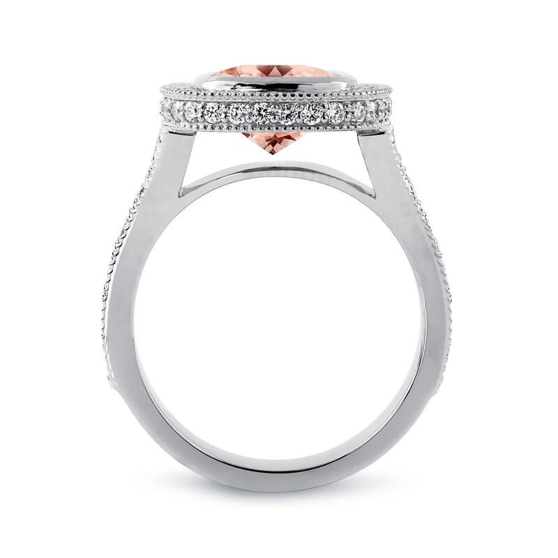 Auriya Vintage 3 1/2ct Cushion-Cut Morganite and 1 3/8ctw Halo Diamond Engagement Ring 14k Gold