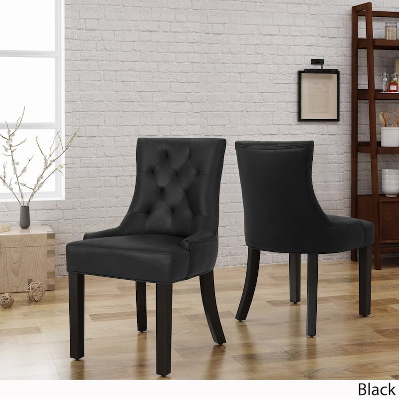 Hayden Traditional Microfiber Dining Chairs (Set of 2) by Christopher Knight Home - black + dark brown
