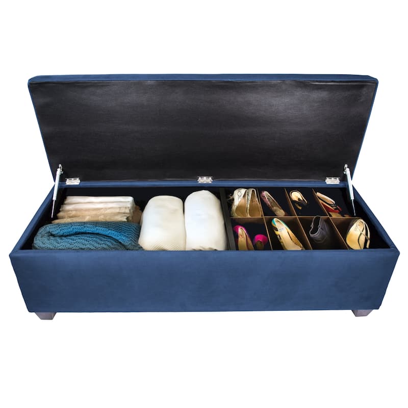 SOLE SECRET DUO 10 Button Linen & Shoe Storage Bench - OBSESSION - navy