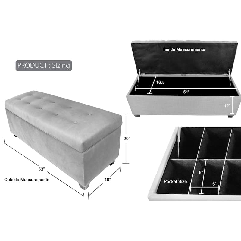 SOLE SECRET DUO 10 Button Linen & Shoe Storage Bench - OBSESSION