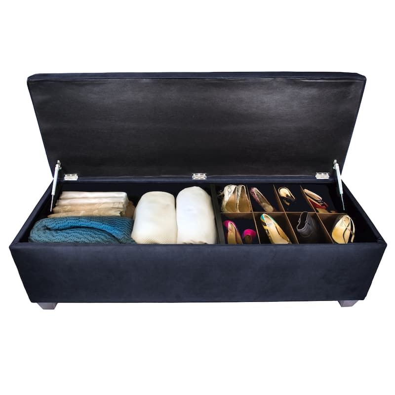 SOLE SECRET DUO 10 Button Linen & Shoe Storage Bench - OBSESSION - Indigo