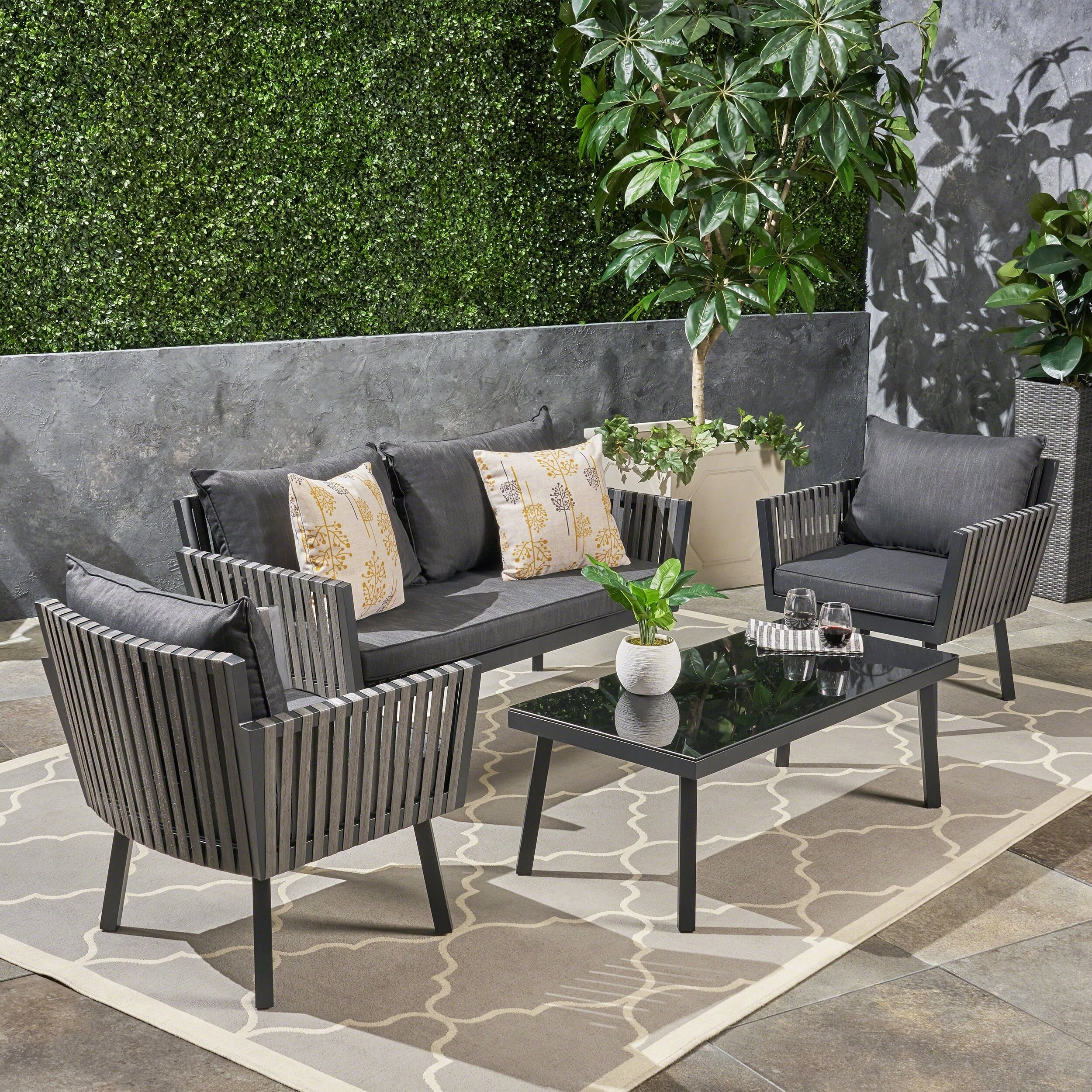 Shop Black Friday Deals On Burke Outdoor Wicker 4 Seater Chat Set By Christopher Knight Home Overstock 21223095