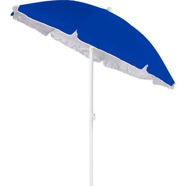 6ft Classic Oxford Beach Umbrella With Silver Lining and Anchor Pole