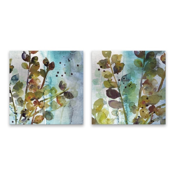 "Within I & II" Hand Embellished Canvas - Set of 2, 14W x 14H x 1.25D each - Multi-color