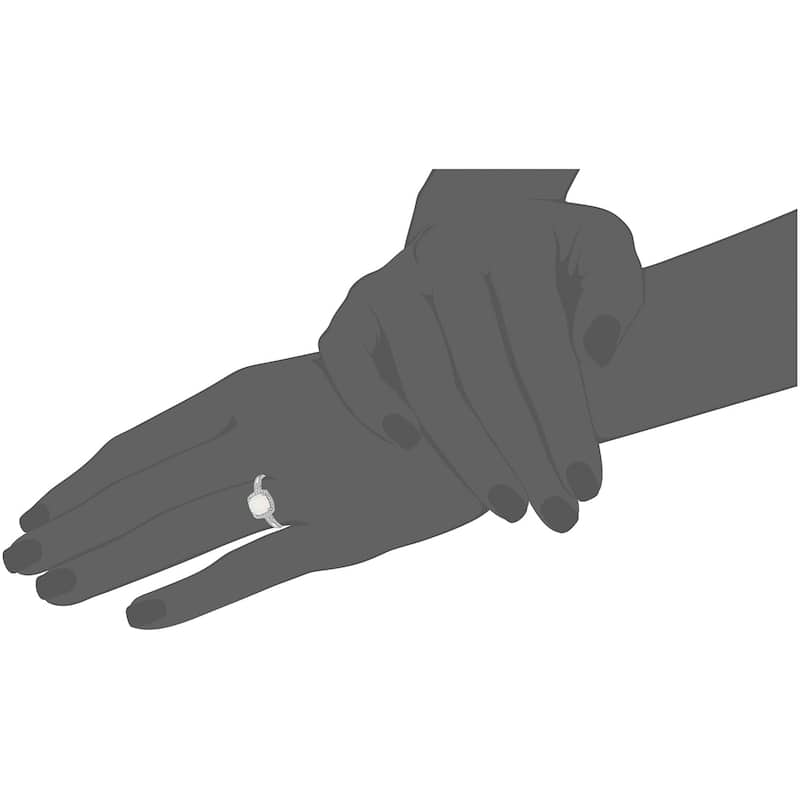 Sterling Silver Cushion Created Opal & Diamond Ring