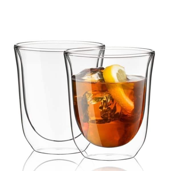 JoyJolt Set of (2) 8-oz Cosmo Double-Wall DOF Whiskey Glasses