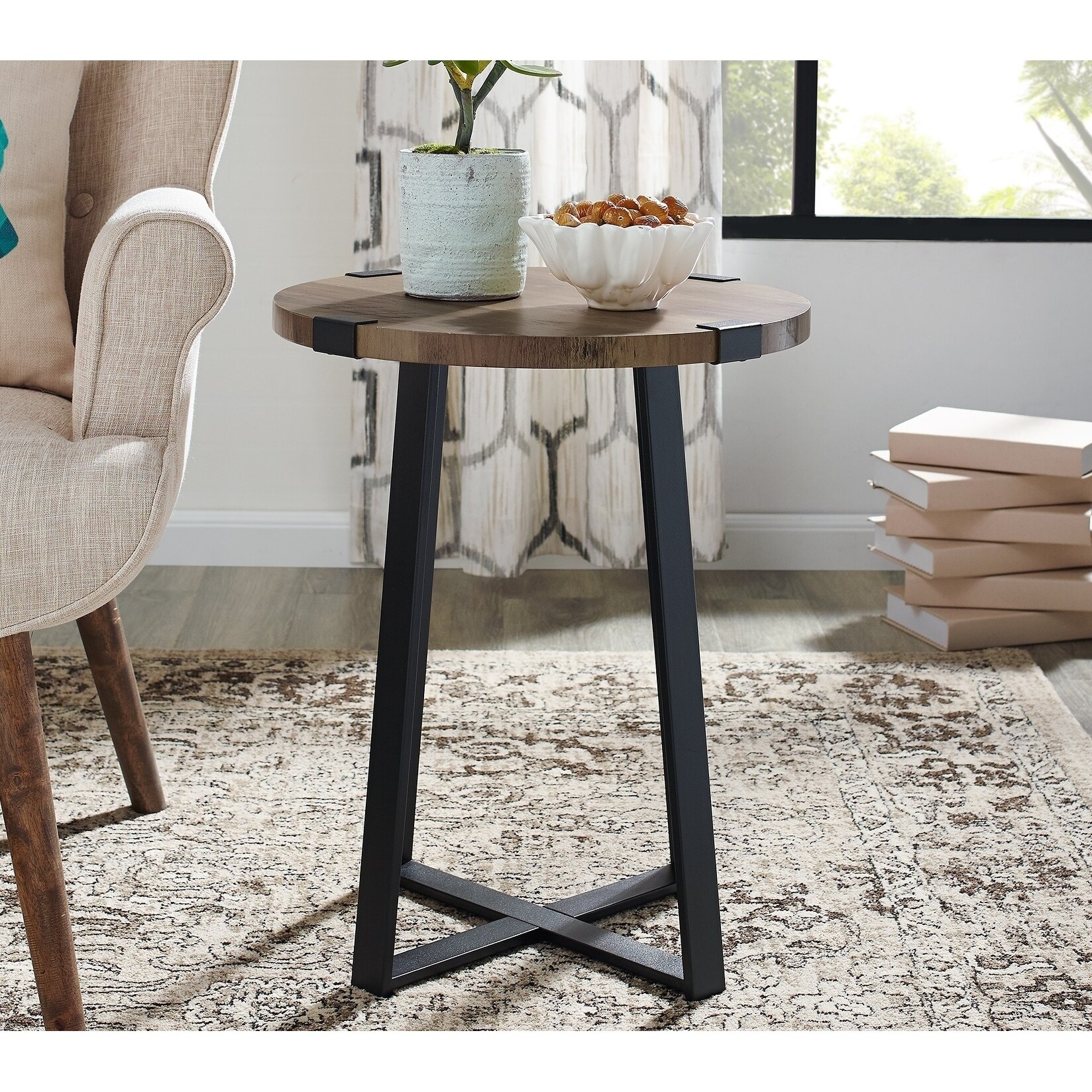 carbon loft kenyon round metal wrap side table