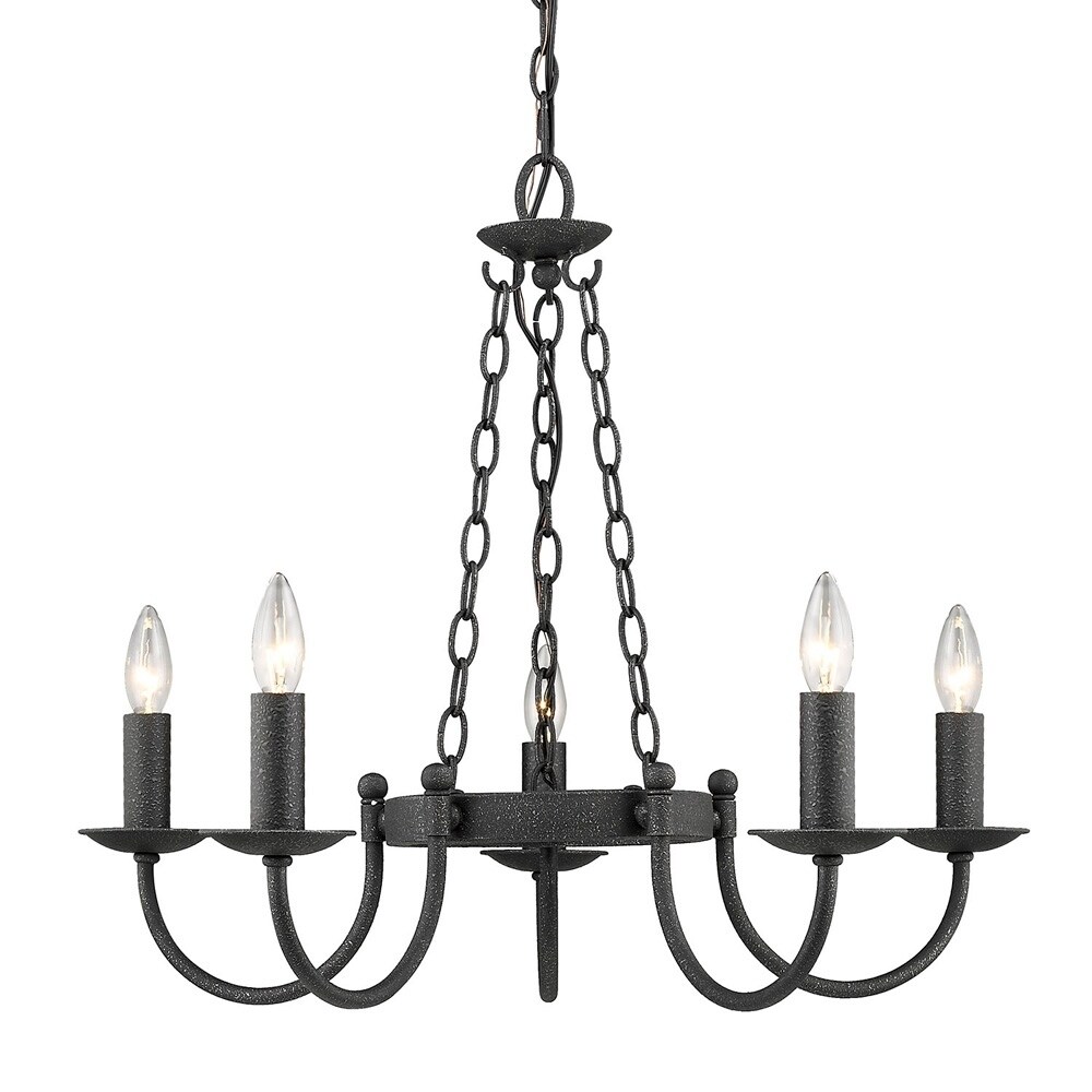 Diaz 5 Light Chandelier in Black Iron - Chandeliers For Bedrooms by Overstock.com