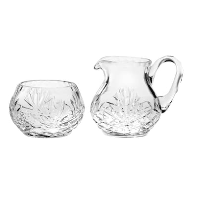 Majestic Gifts Hand Cut - Mouth Blown Crystal Sugar & Creamer Set, Made in Europe