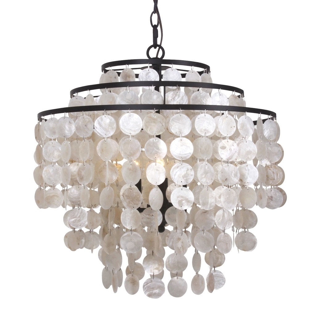 Coastal 3 Light Bronze Capiz Shell Chandelier Coastal 3 Light Bronze Capiz Shell Chandelier