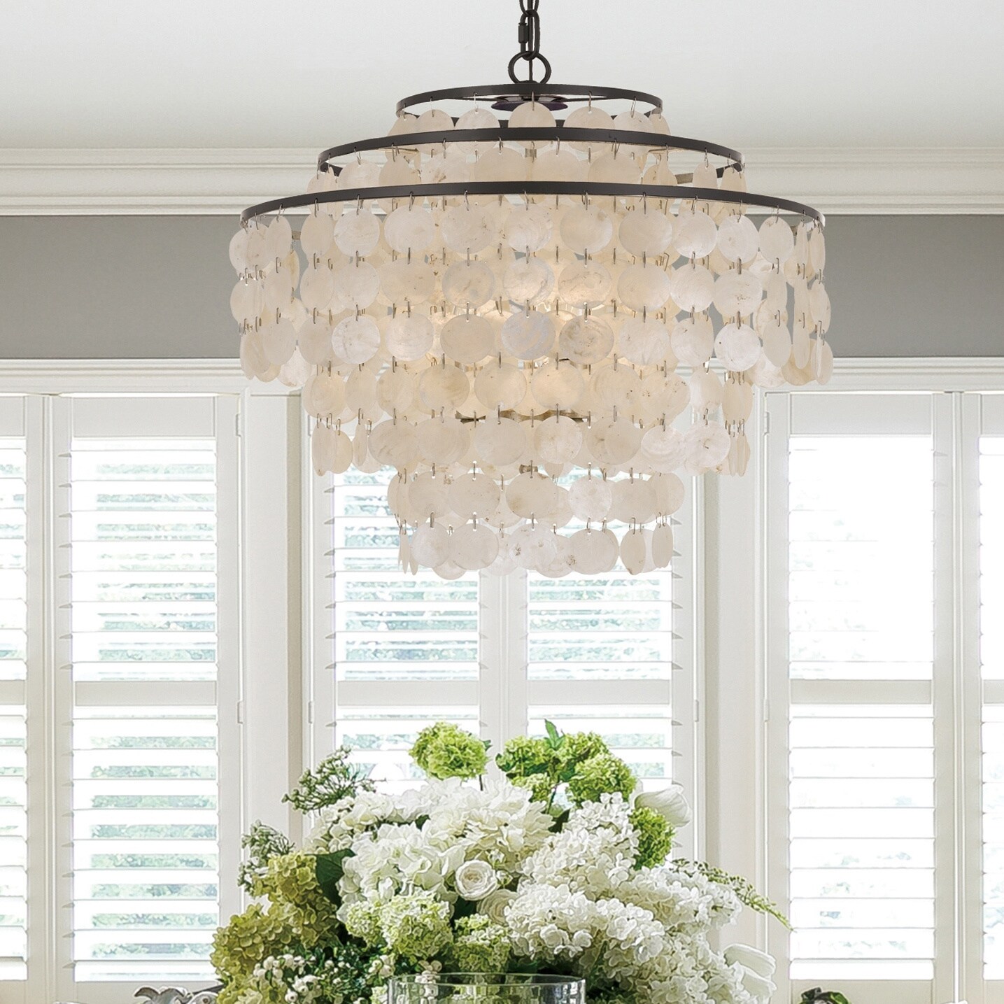 Coastal 4-light Bronze/Capiz Shell Chandelier - Chandeliers For Bedrooms by Overstock.com