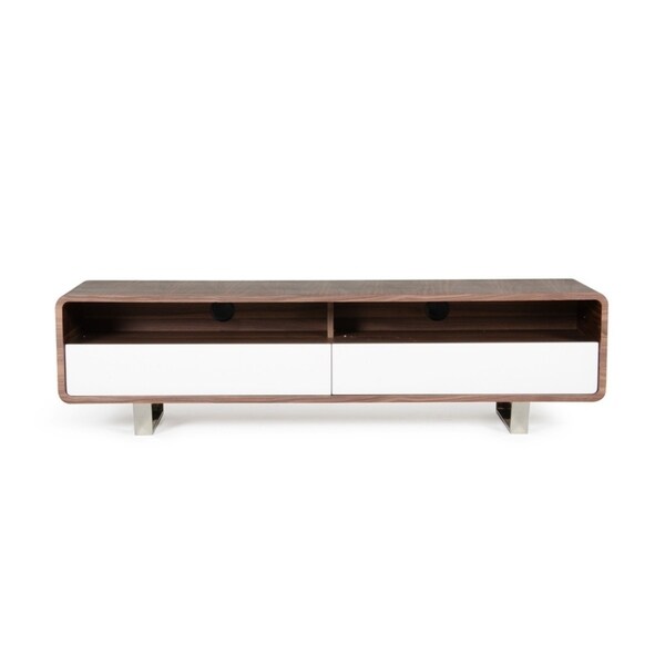 Modrest Avis Walnut White Tv Stand 59 Free Shipping Modrest Avis Walnut White Tv Stand