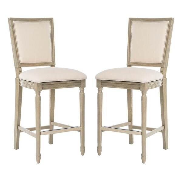 Safavieh 30 Inch Buchanan Light Beige Rectangular Bar Stool Set Of 2 23 5 X 19 3 X 47 3