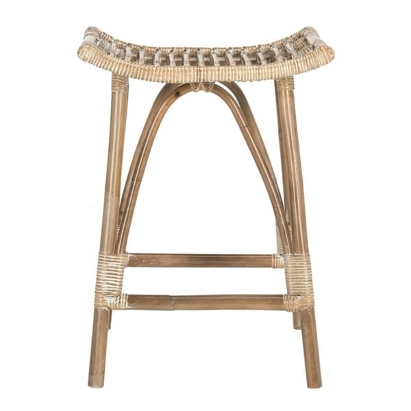 Safavieh Leda Rattan White/ Grey Bar Stool - 17.7" x 17.7" x 25.2"