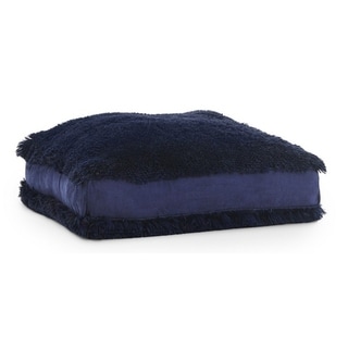 Polar Pouf - Floor Square / Navy , Faux Fur Pouf with Poly Fill