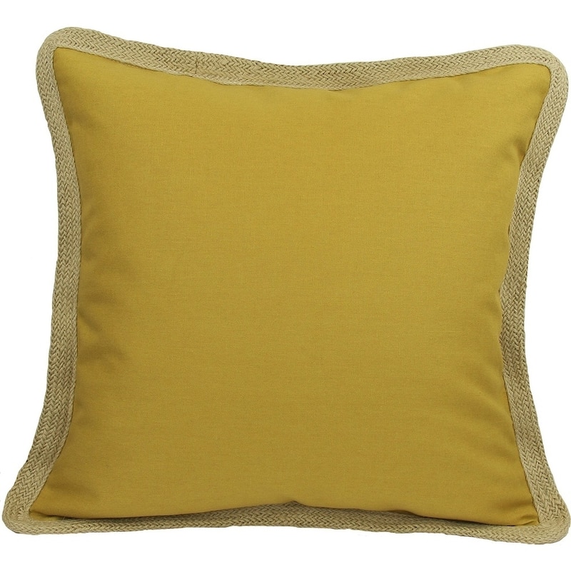 Classic Jute Trimmed Solid-20X20 Pillow-Feather-Charcoal