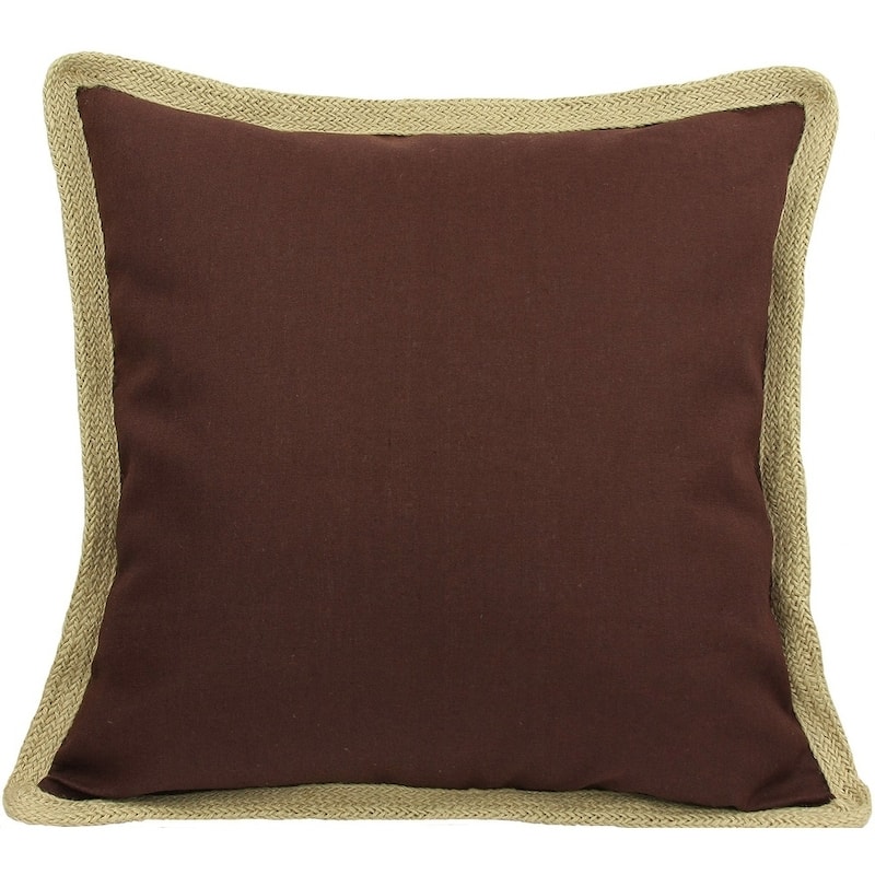Classic Jute Trimmed Solid-20X20 Pillow-Feather-Charcoal