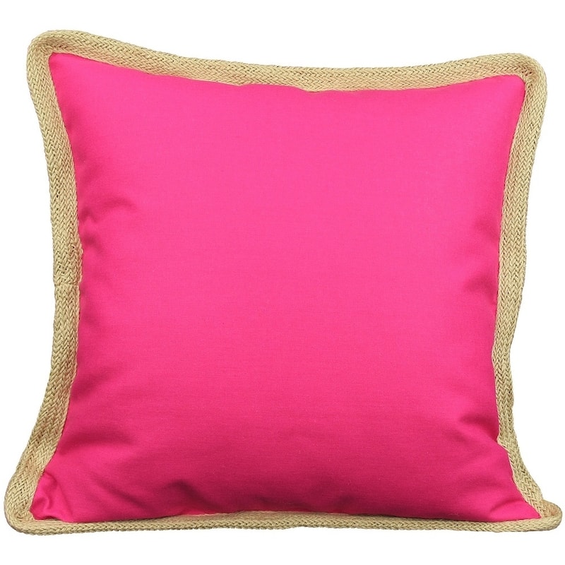 Classic Jute Trimmed Solid-20X20 Pillow-Feather-Charcoal