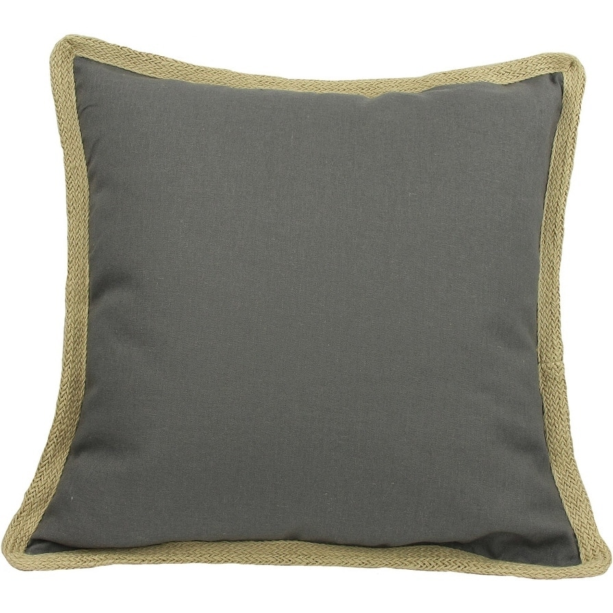 Classic Jute Trimmed Solid-20X20 Pillow-Feather-Charcoal